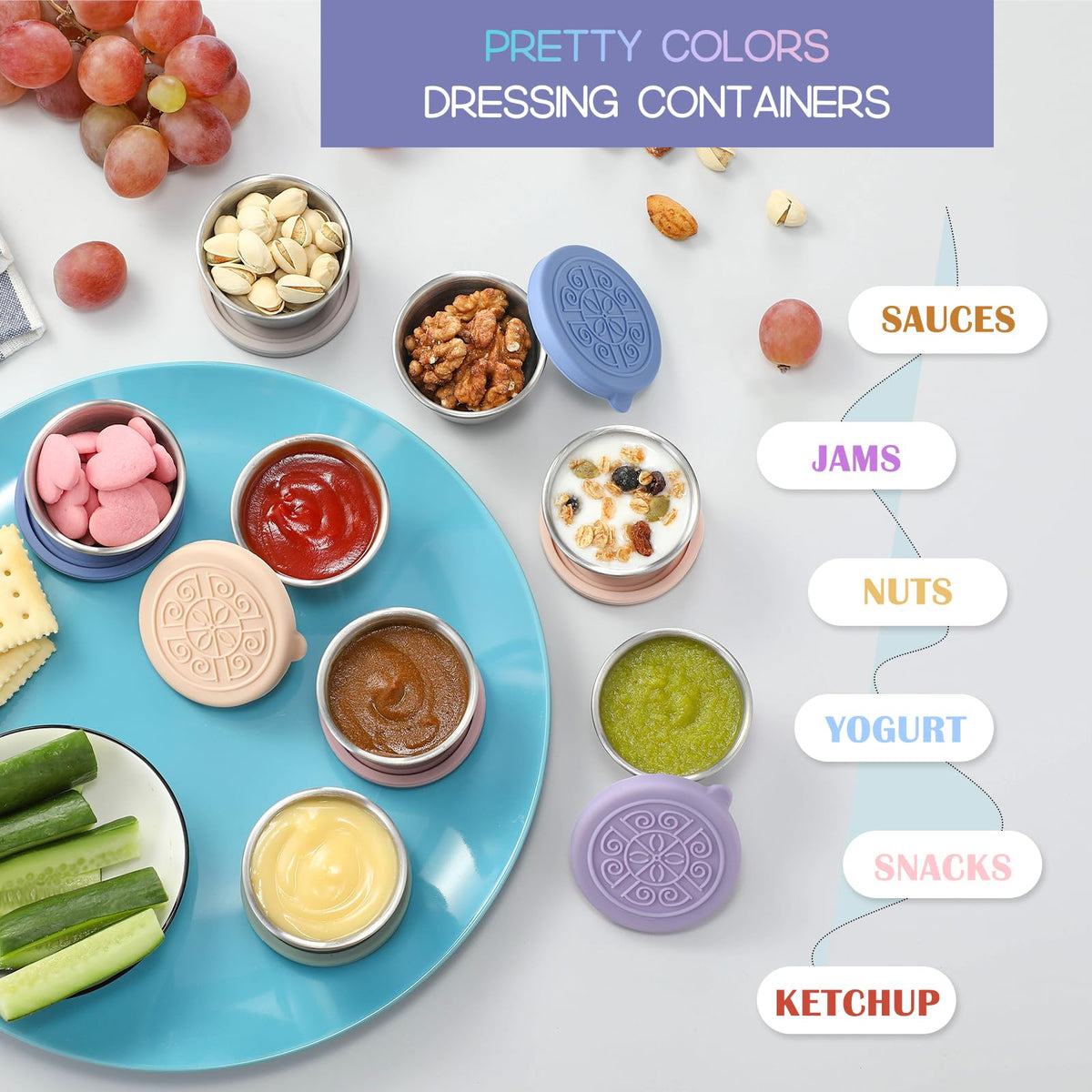 VITEVER color-coded lids show variety and easy sauce differentiation during meals