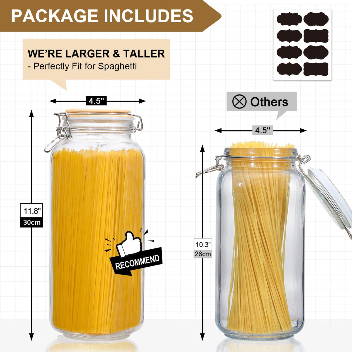 VITEVER heavy clear glass jar shows contents clearly and stays durable for daily use.