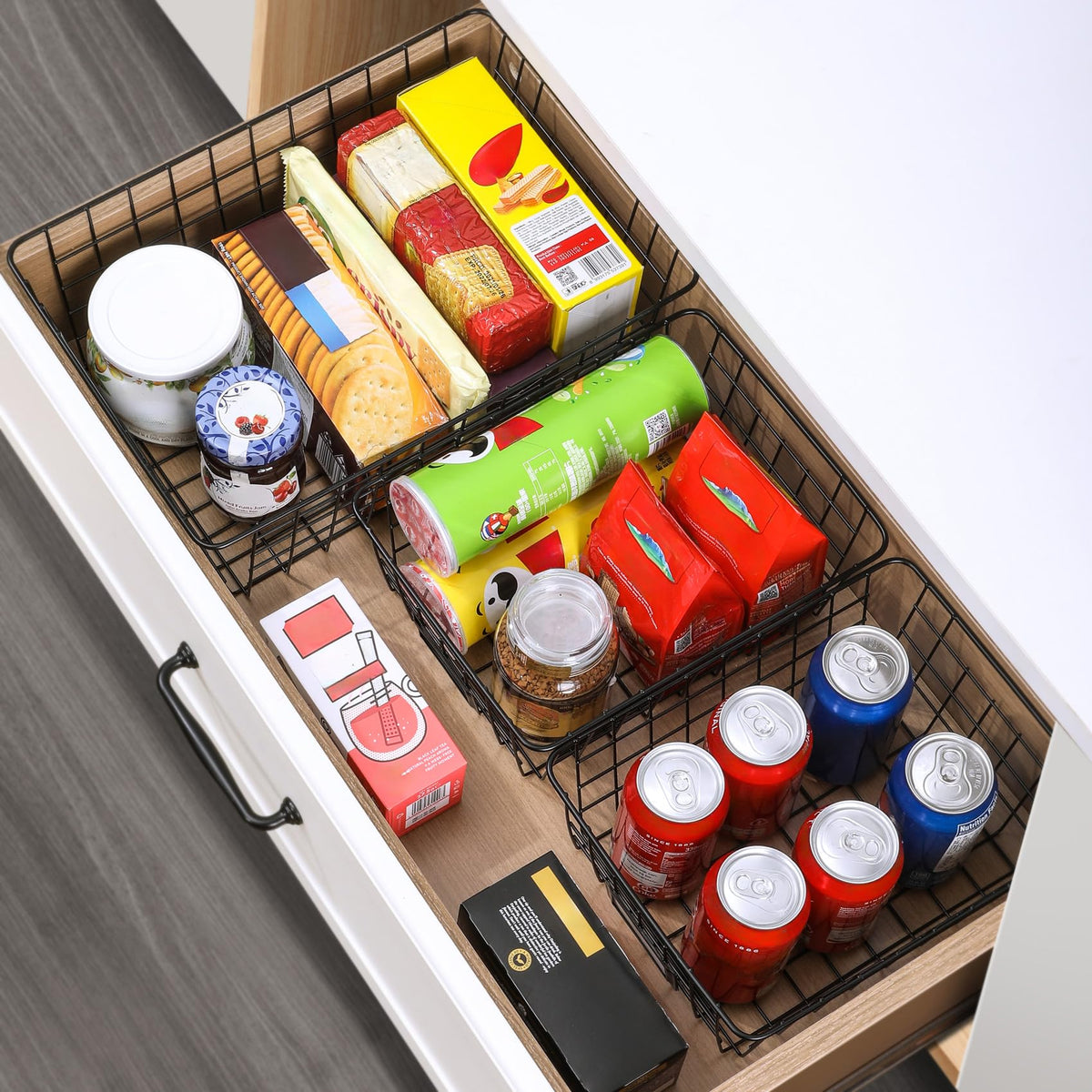 VITEVER kitchen-pantry organization with baskets on countertop demonstrates versatility.