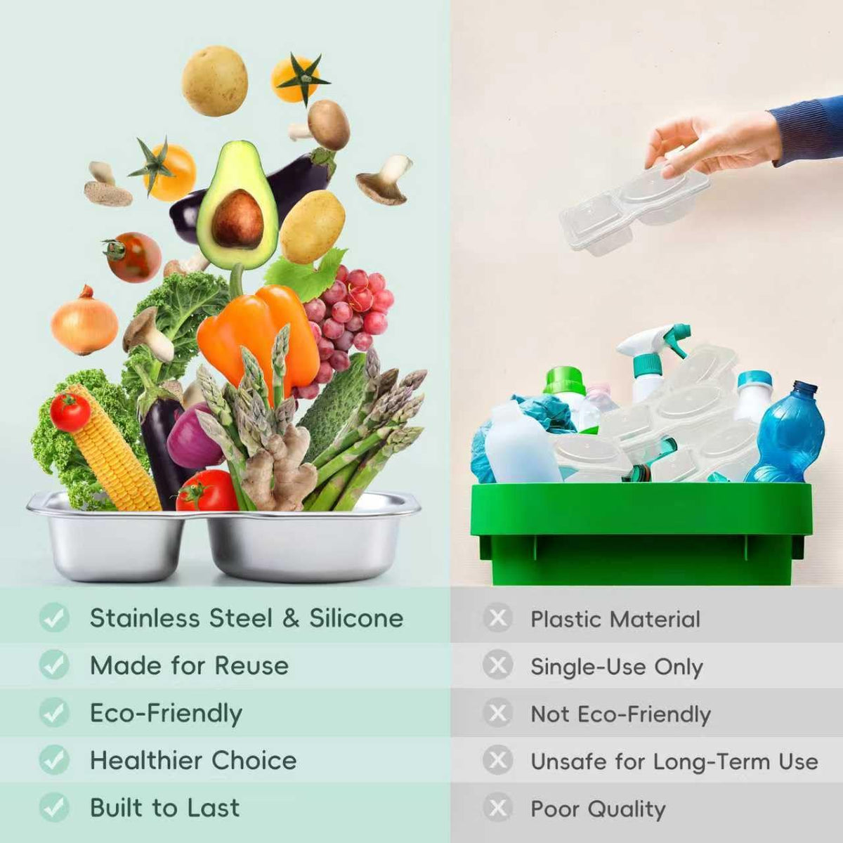 Leak-proof four-pack keeps meals fresh and bags mess-free.