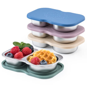 VITEVER snack container with two compartments and lids for on-the-go portions.