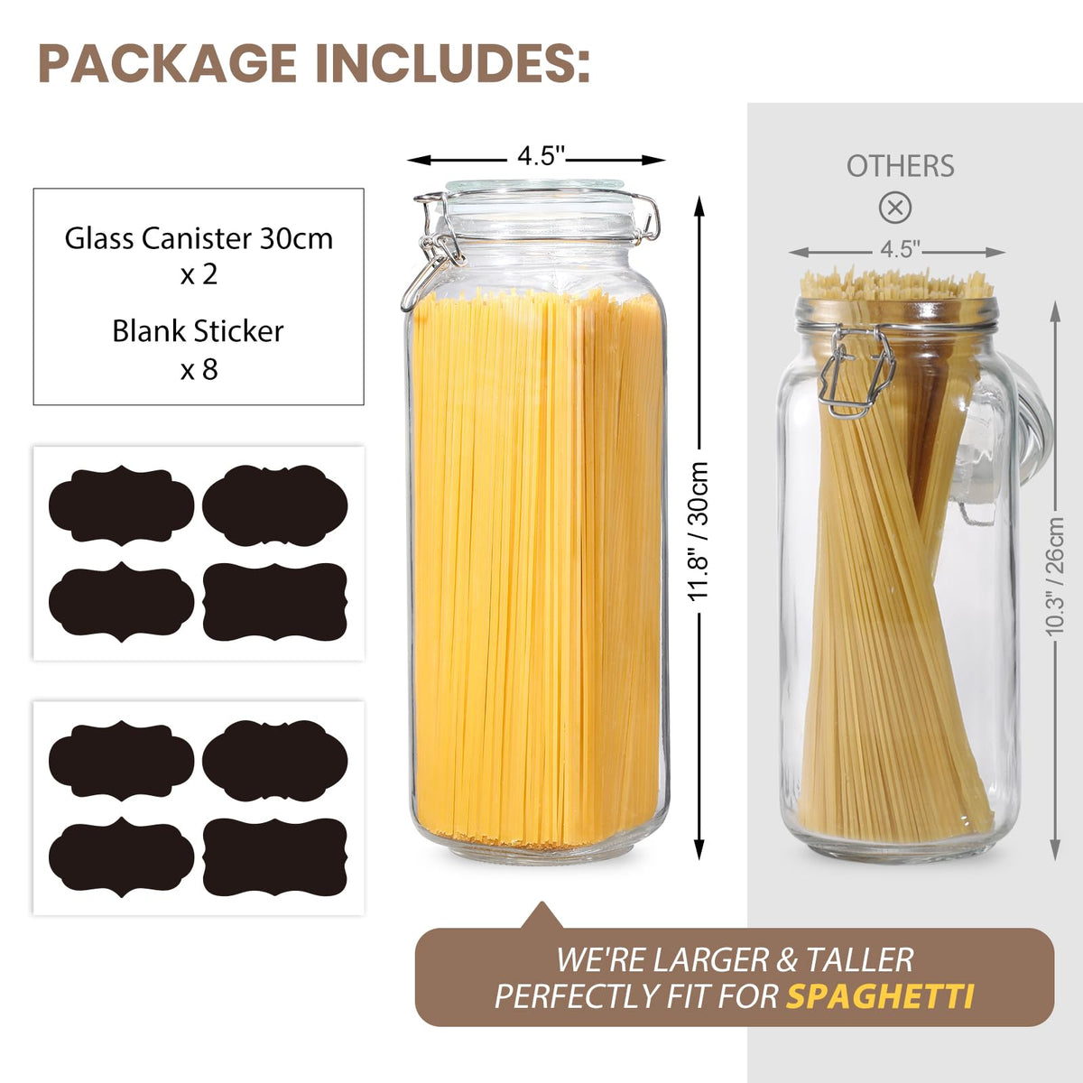 VITEVER glass jar with square body improves shelf organization