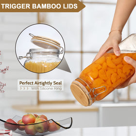 VITEVER jar wide opening with bamboo lid enables easy scooping and cleaning.