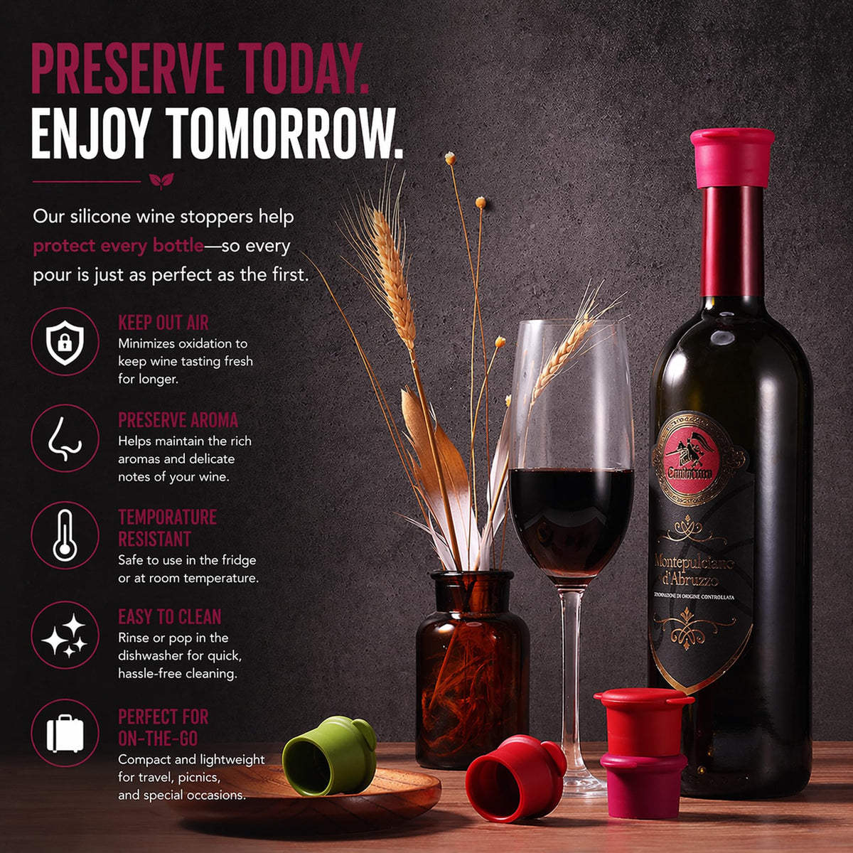 Vitrix Kitchenware no-leak design keeps bottles stored sideways.