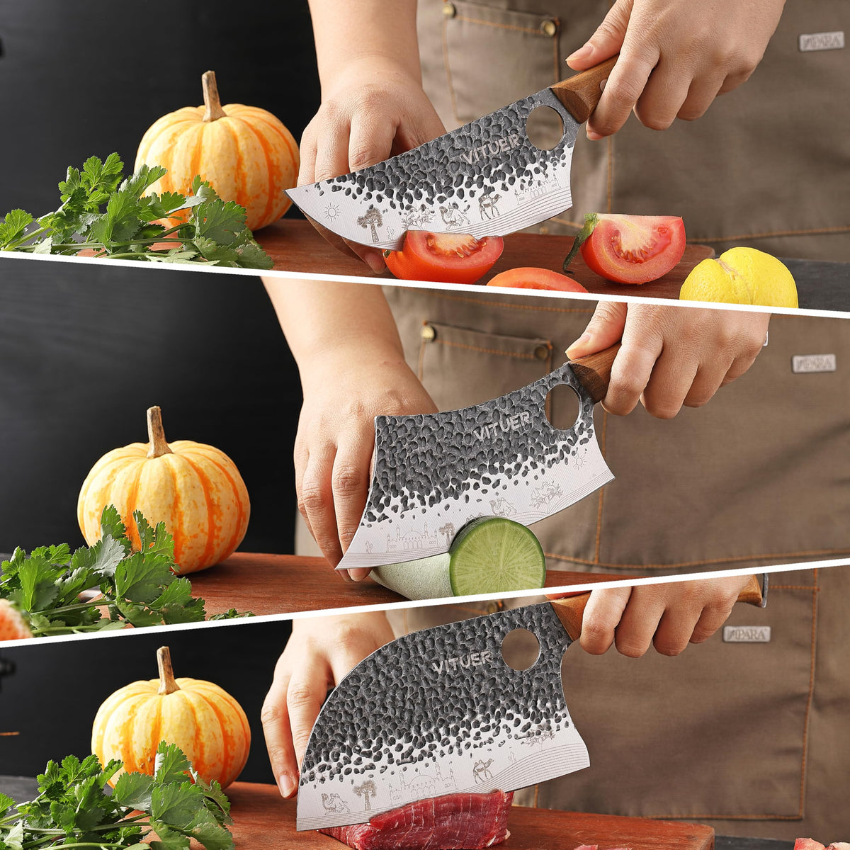 VITUER butcher meat cleaver 7inch for heavy duty chopping
