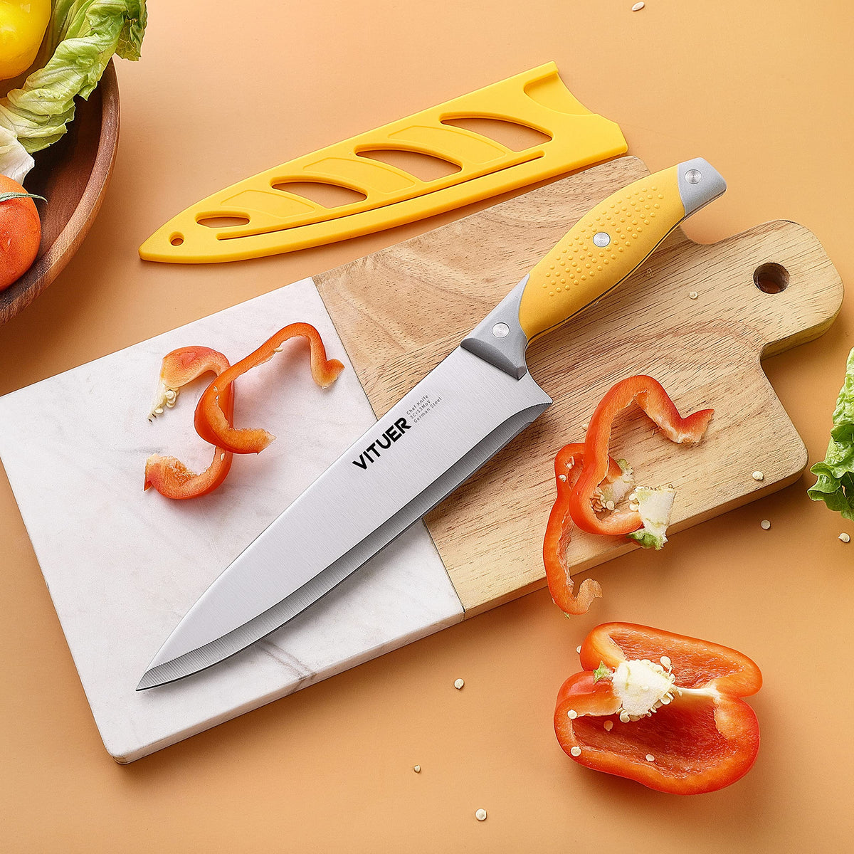 VITUER 4-inch green paring knife perfect for detail work