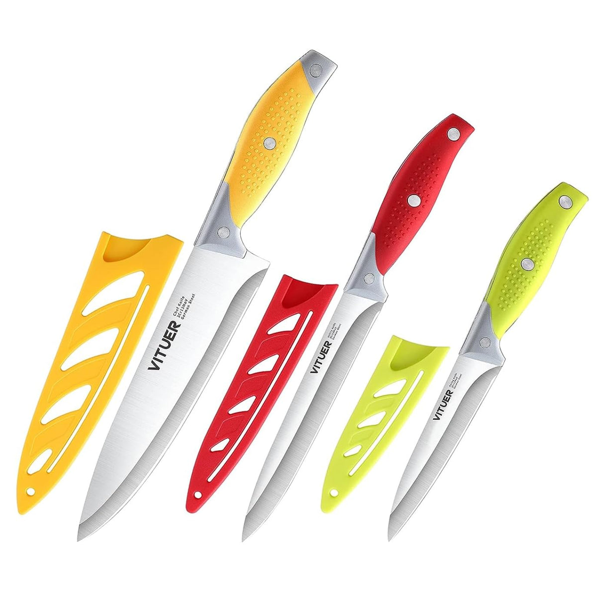 VITUER Chef Knife 8-inch yellow handle enables precise slicing