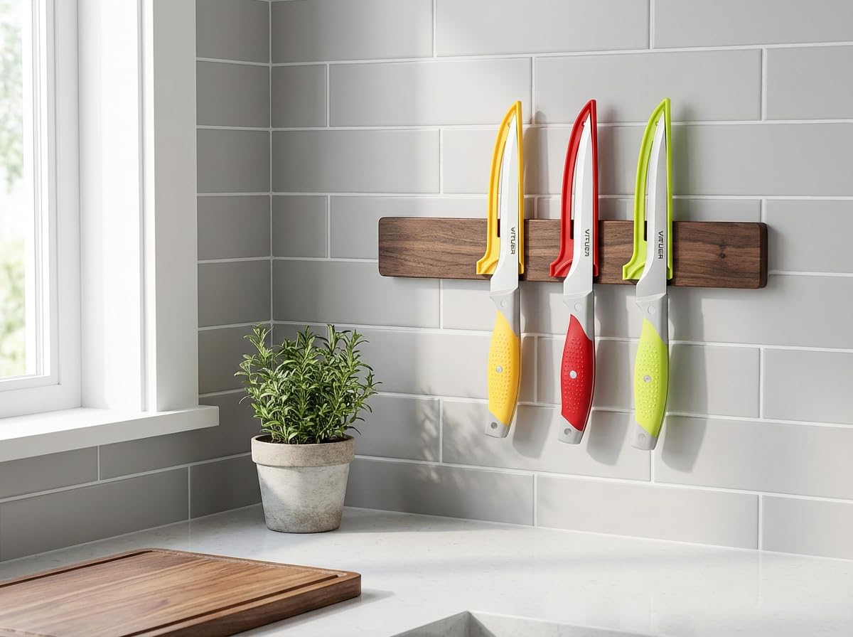 VITUER color-coded handles help organize different kitchen tasks.