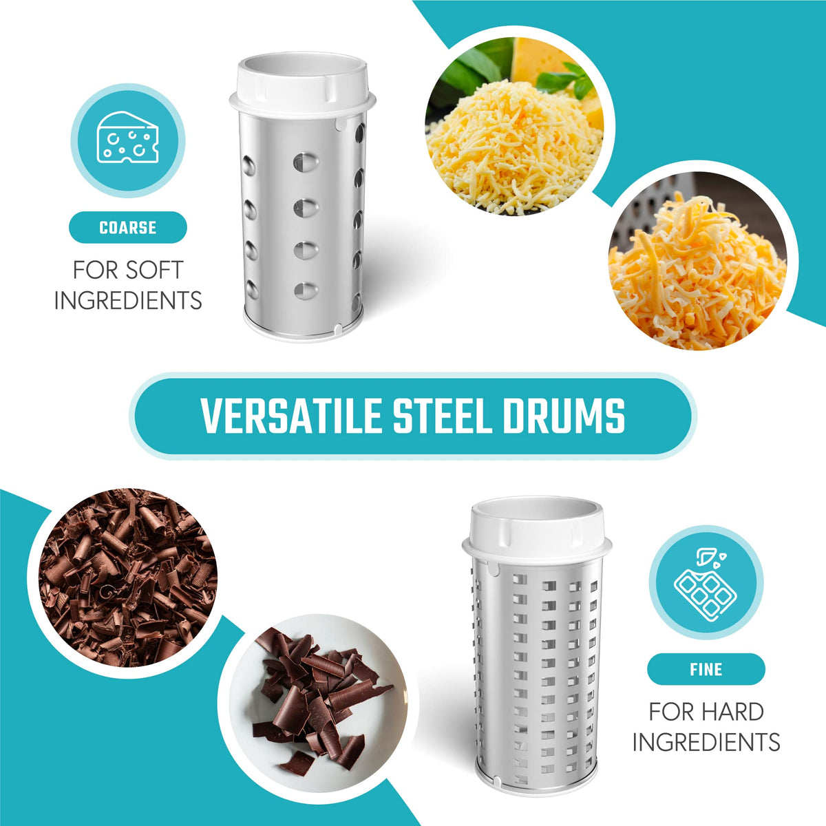 Vivaant cheese grater dishwasher-safe parts for easy cleanup.
