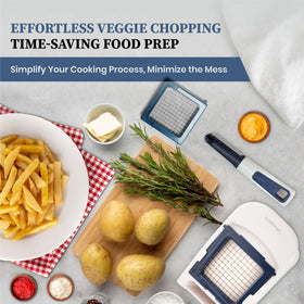 Vivaant hand chopper in action dicing vegetables for quick salads