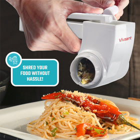 Vivaant no-mess grating reduces knuckle scrapes during topping prep.