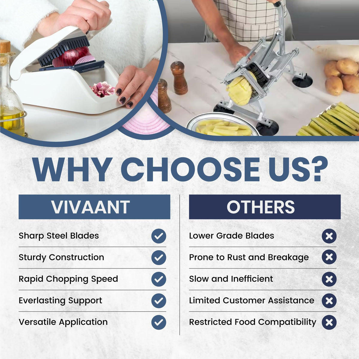 Vivaant onion chopper creating evenly diced onions for soups