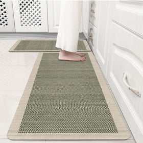 VivaNest sage green boho arrow-striped pattern rug for stylish kitchen comfort