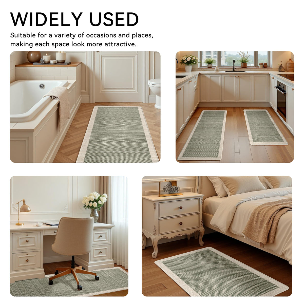 VivaNest sage green rug set blends vintage boho style with practicality