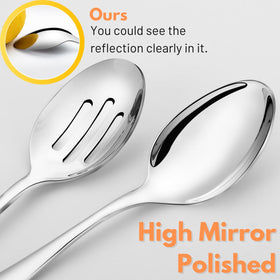 VIVANI slotted serving spoons, 8.5 inches, drains liquids while serving vegetables and rice.