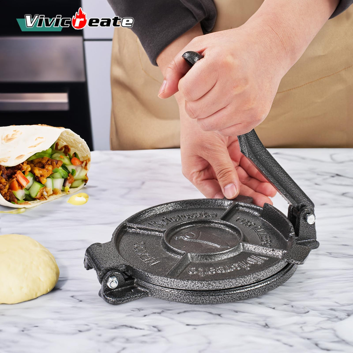 Vivicreate anti-slip pads keep the press stable on counters