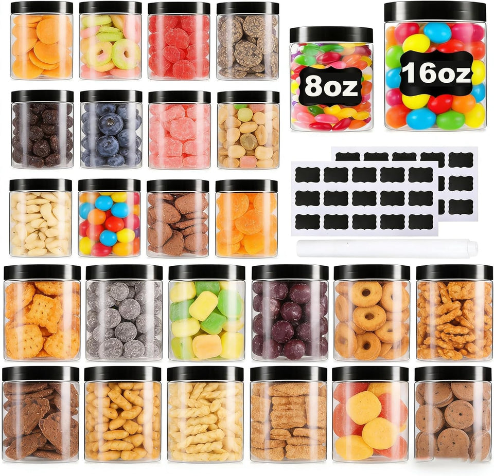 Vivimee 16oz clear jar with lid ideal for pantry organization and bulk storage.