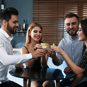 Vivimee 2.2 oz shot glasses; stable base reduces tipping.