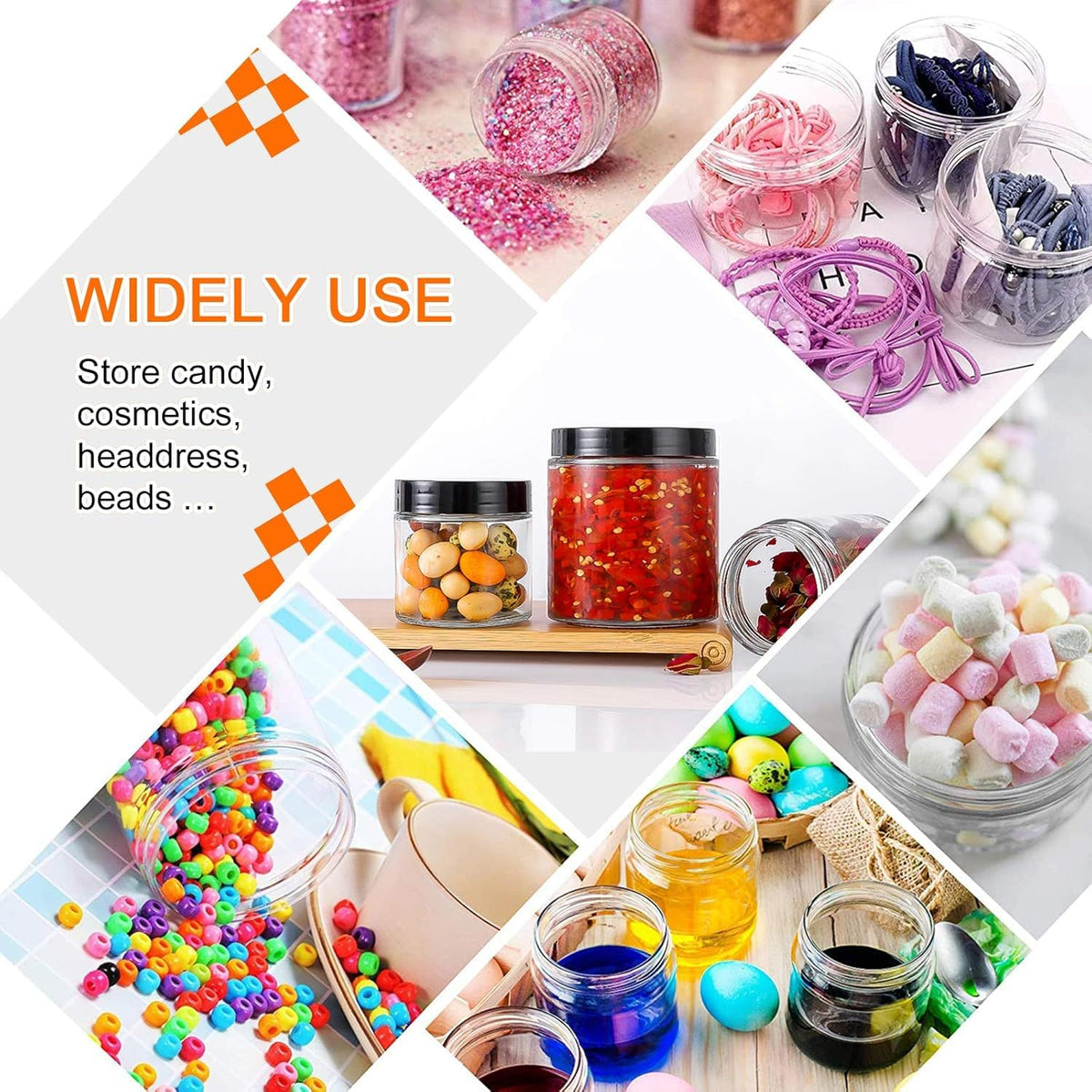 Vivimee 8oz clear jar with lid ideal for spices and snacks.