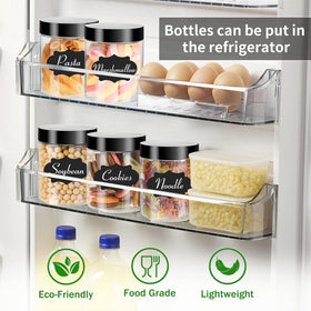 Vivimee pantry-storage-clear-bulk shows transparent jars in a kitchen cabinet.