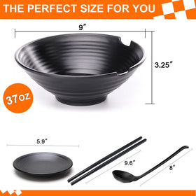 Vivimee 37 oz large ramen bowl in black matte suitable for pho and udon
