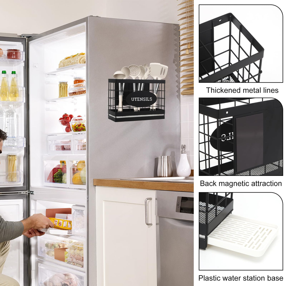 Vivise versatile holder used on counter or wall for knives, forks, and spoons