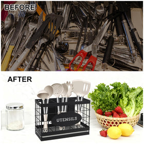 Vivise drainage box with vented bottom keeps utensils dry
