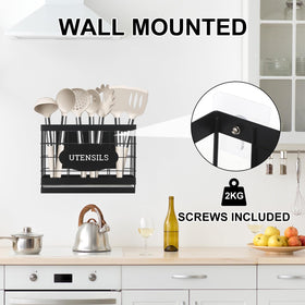 Vivise iron matte black finish utensil caddy adds sturdy storage
