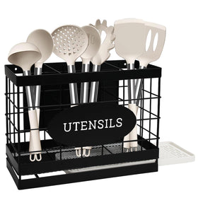 Vivise magnetic utensil holder on fridge keeps silverware organized and within reach