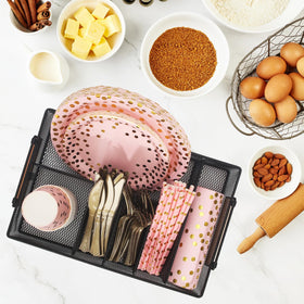 Vivise party dinner setup helps organize napkins and cups for easy service