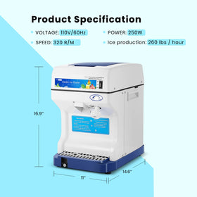 VIVOHOME portable blue snow cone maker with built-in handles.
