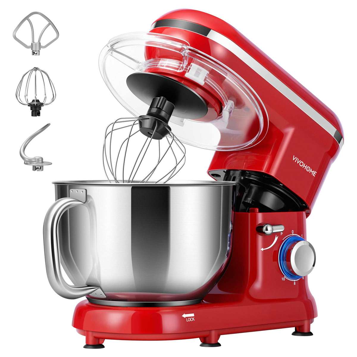 VIVOHOME stand mixer with 660W power and 6-quart bowl for family baking.