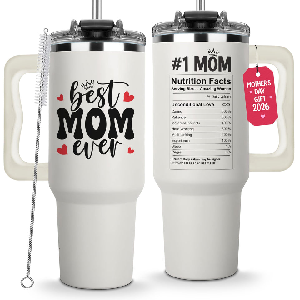 Vivulla68 Best Mom Ever 40oz tumbler with handle keeps drinks hot or cold