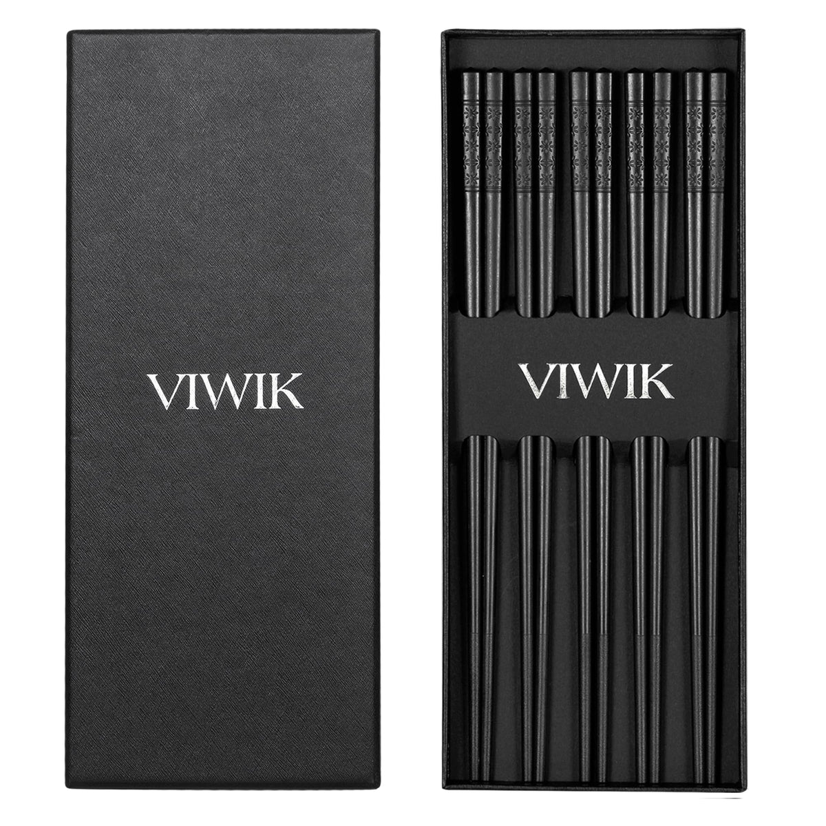 VIWIK 5-pair fiberglass chopsticks with anti-slip grip for precise sushi handling.