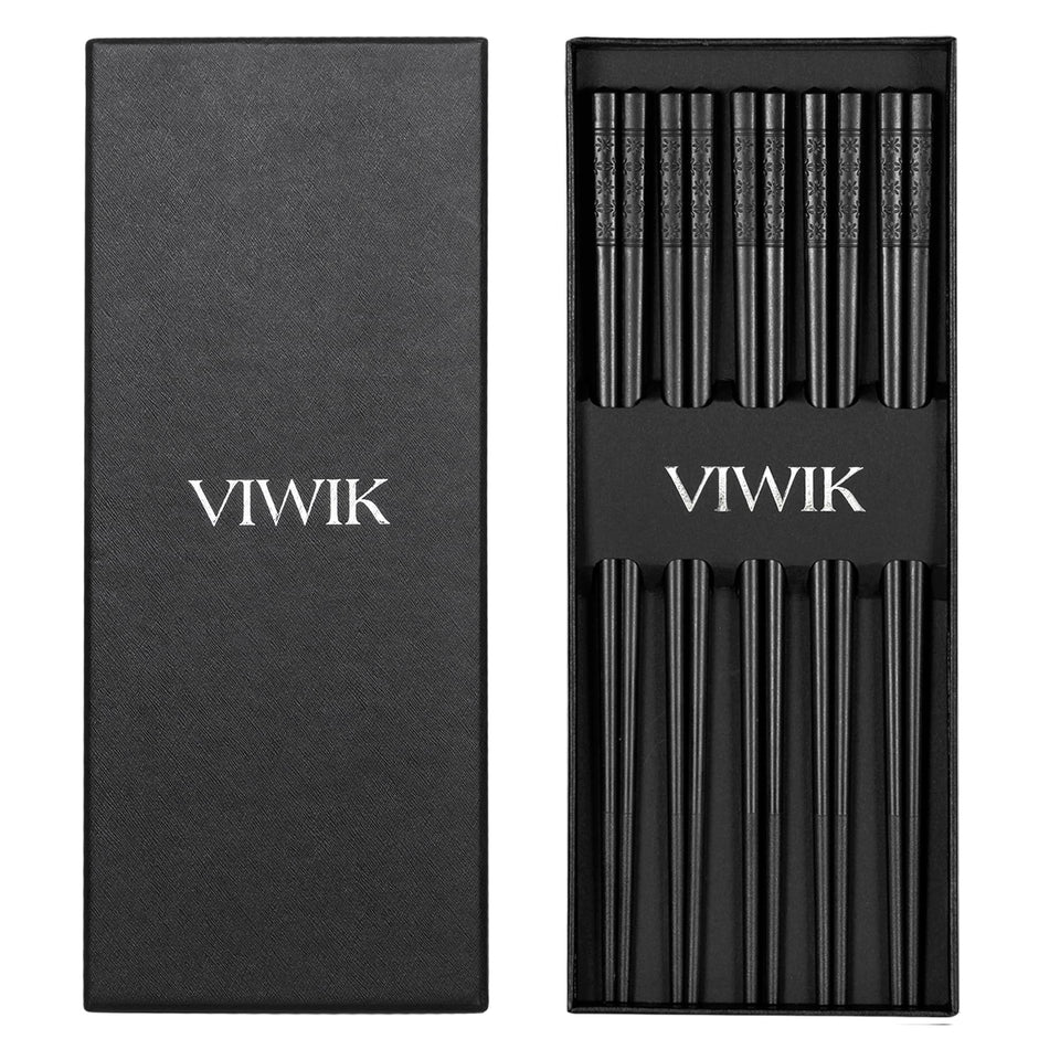 VIWIK 5-pair fiberglass chopsticks with anti-slip grip for precise sushi handling.