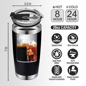 VIWIS 20oz tumbler steaming coffee, perfect morning ritual.