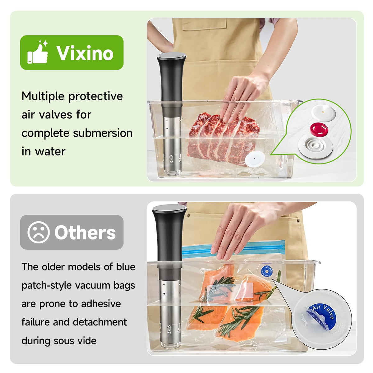 Vixino 12x19 inch bags for bulk storage and sous vide prep.