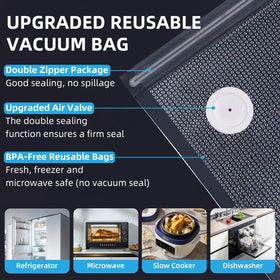 Vixino keeps leftovers organized in fridge with vacuum-sealed bags.