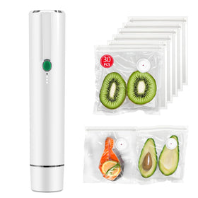 Vixino handheld vacuum sealer in action sealing a bag for fresh meal prep.