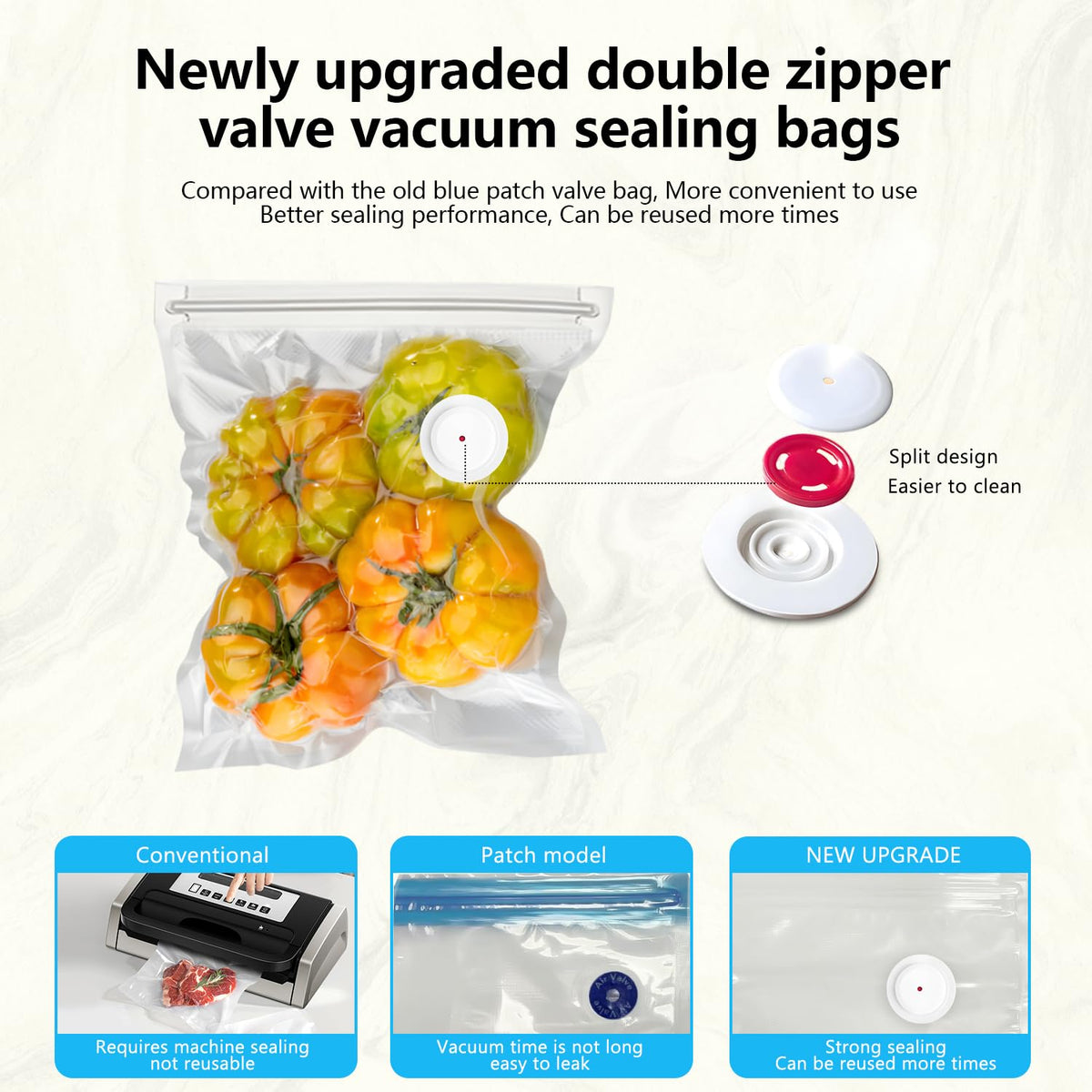Vixino sous vide ready bags paired with sealer for versatile cooking.
