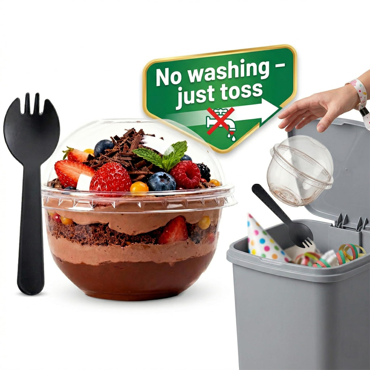 VKSLKV 8.5oz clear parfait cups highlight colorful yogurts and toppings with elegance