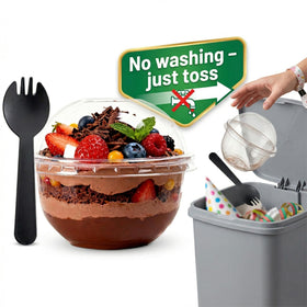 VKSLKV 8.5oz clear parfait cups highlight colorful yogurts and toppings with elegance
