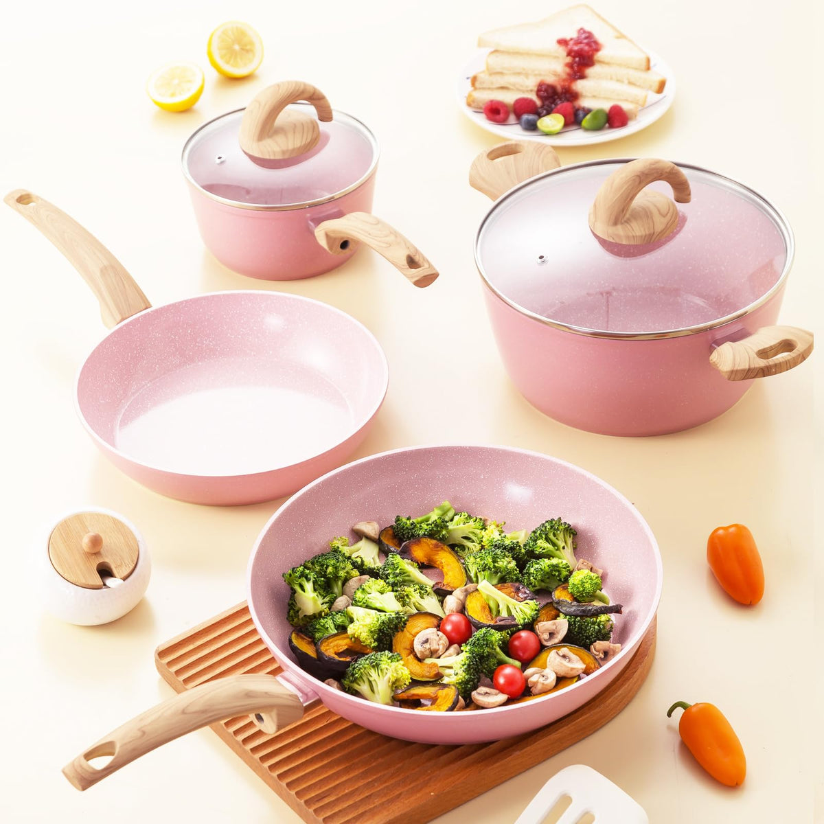 Vkoocy 5-quart stockpot with lid, perfect for soups and larger batches.