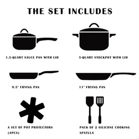 Vkoocy pattern-decorated cookware adds style to the kitchen.