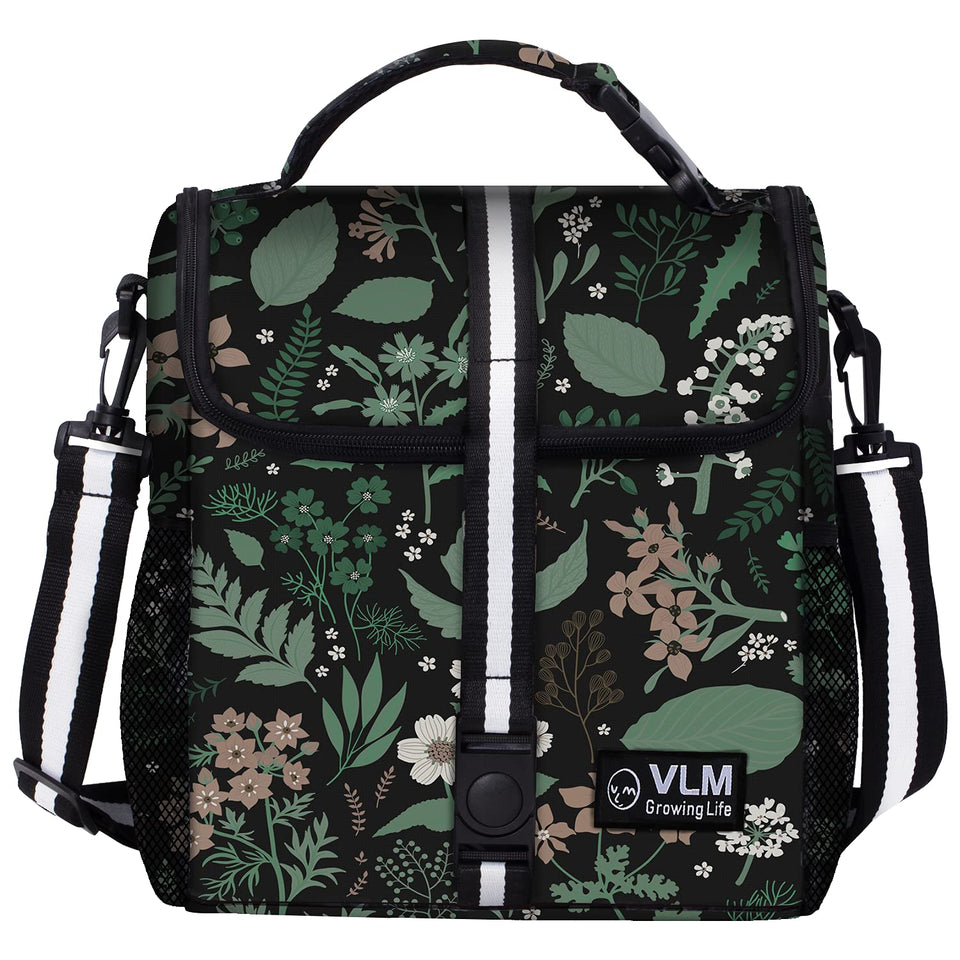 VLM lunch box interior with back pocket and mesh pockets for organized meals at work.