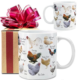 VLUG breeds chickens mug front view for cozy farmhouse mornings.