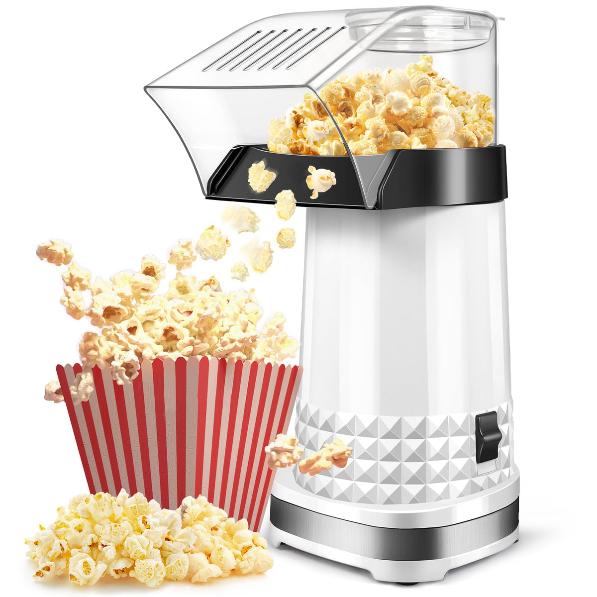 Vminno 4.5qt oil-free hot air popcorn machine ready for quick pops, ideal for movie nights.