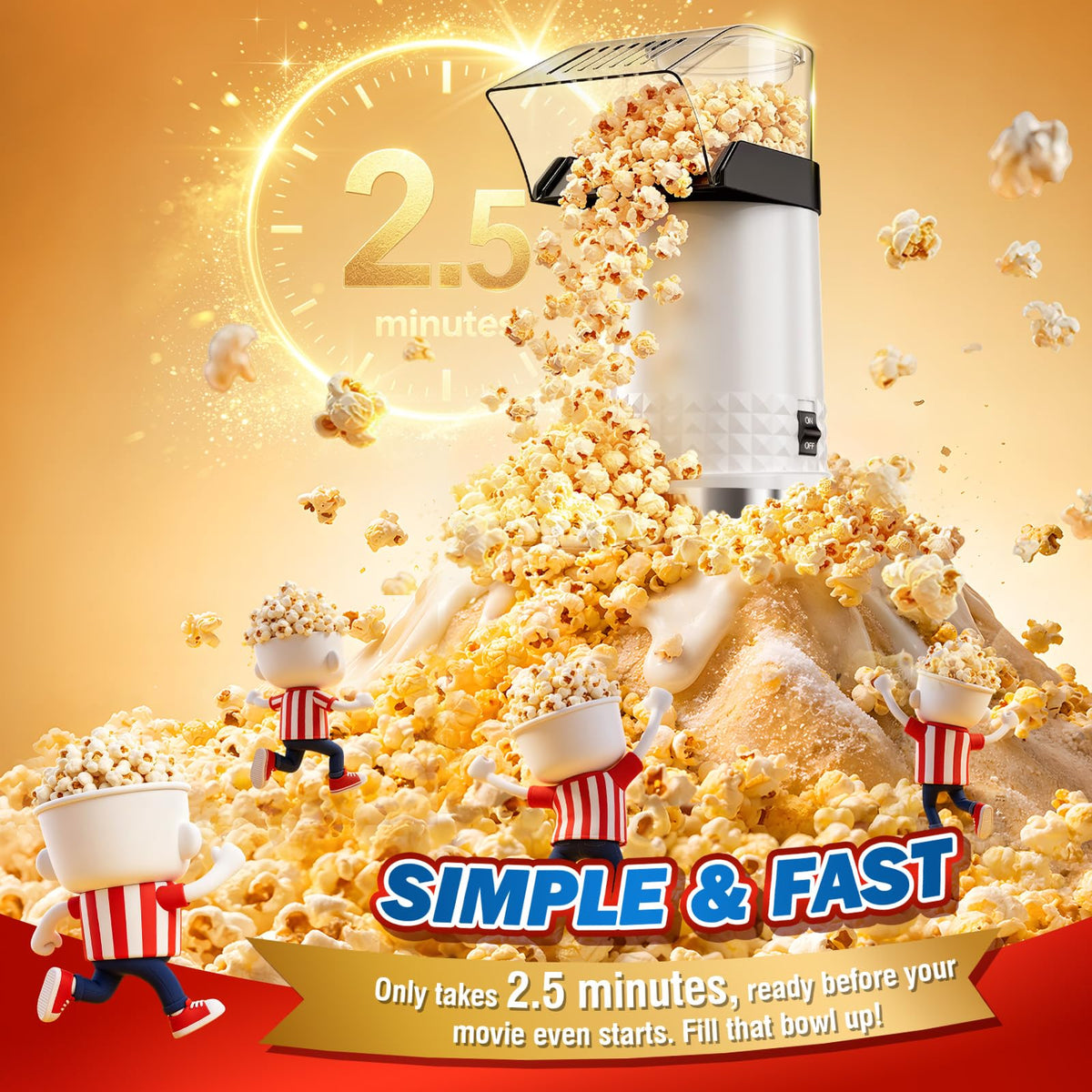 Vminno Air Popcorn Popper BPA-free materials for safe family use.