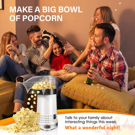 Vminno ETL-certified popcorn machine in white for safe home use.