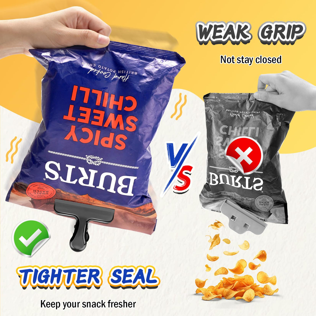 VNDUEEY chip clip sealing snack bags to keep contents fresh